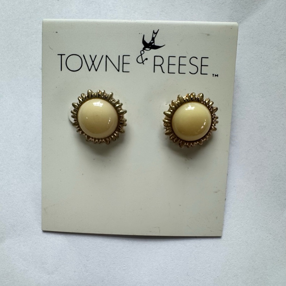 Towne & Reese Cream and Gold Earrings